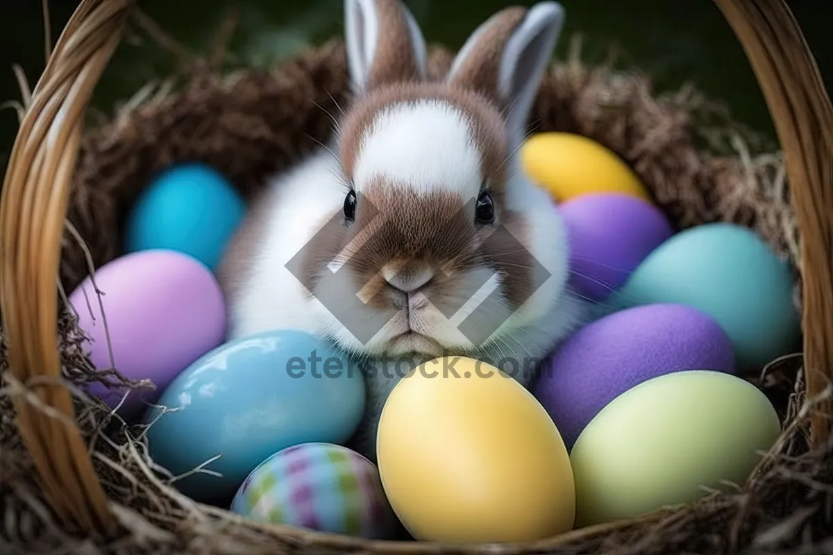 Picture of Colorful Easter Egg Decoration on Table for Holiday Celebration