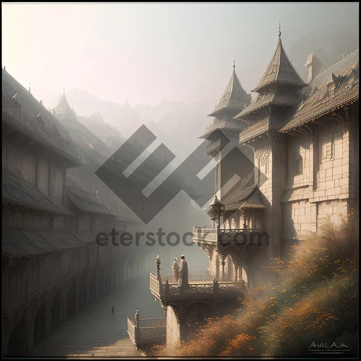 Picture of Majestic Medieval Palace Fortress by the Riverside