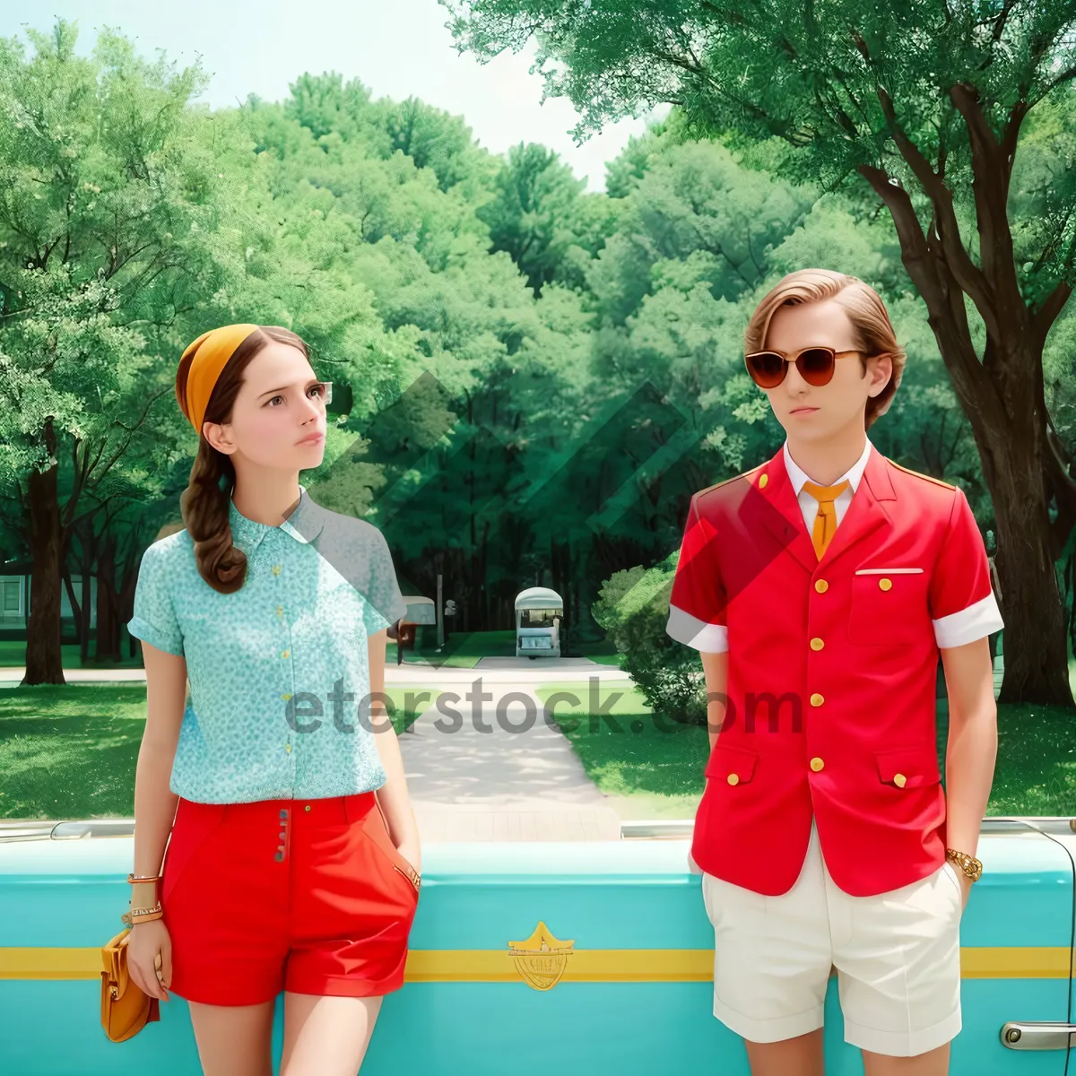 Picture of Joyful Siblings Embrace Fun-filled Summer at Park