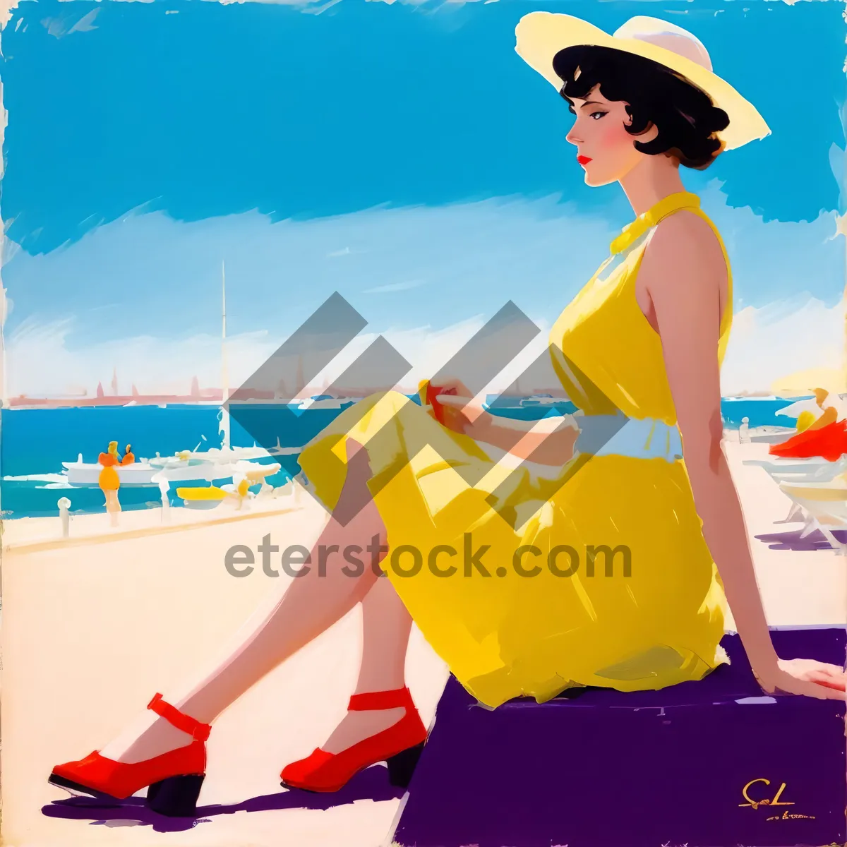 Picture of Beach Bliss: Smiling Person in Fashionable Bikini on Tropical Vacation