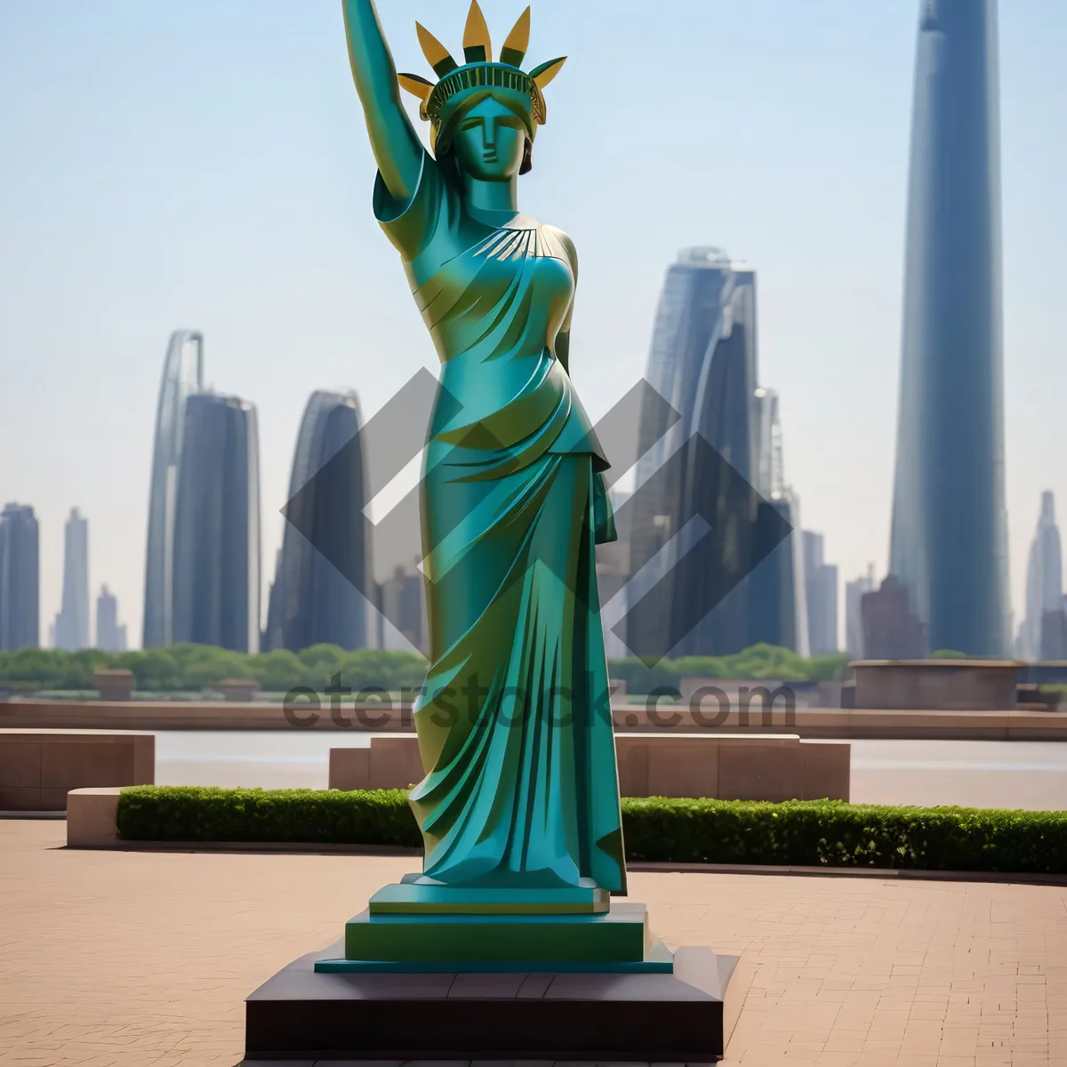 Picture of Monumental Freedom: Iconic Statue Amidst Historic City Skyline