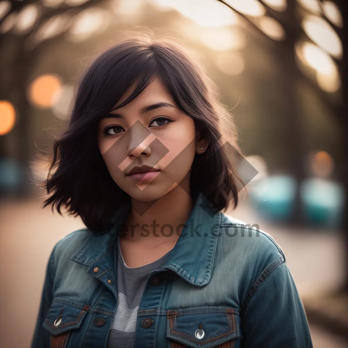 Picture of Cheerful brunette businesswoman with an attractive smile