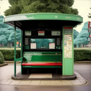 Vintage Gas Pump and Payphone outside Old Office Building