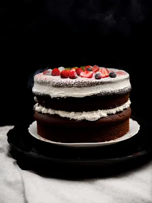 Delicious Fruit Cream Cake with Chocolate Frosting