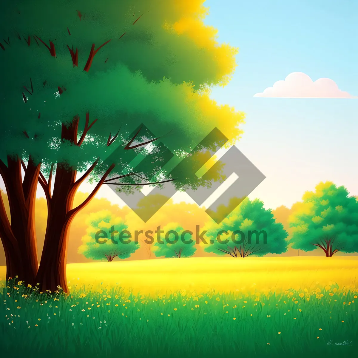 Picture of Golden Meadow Sunset over the Countryside