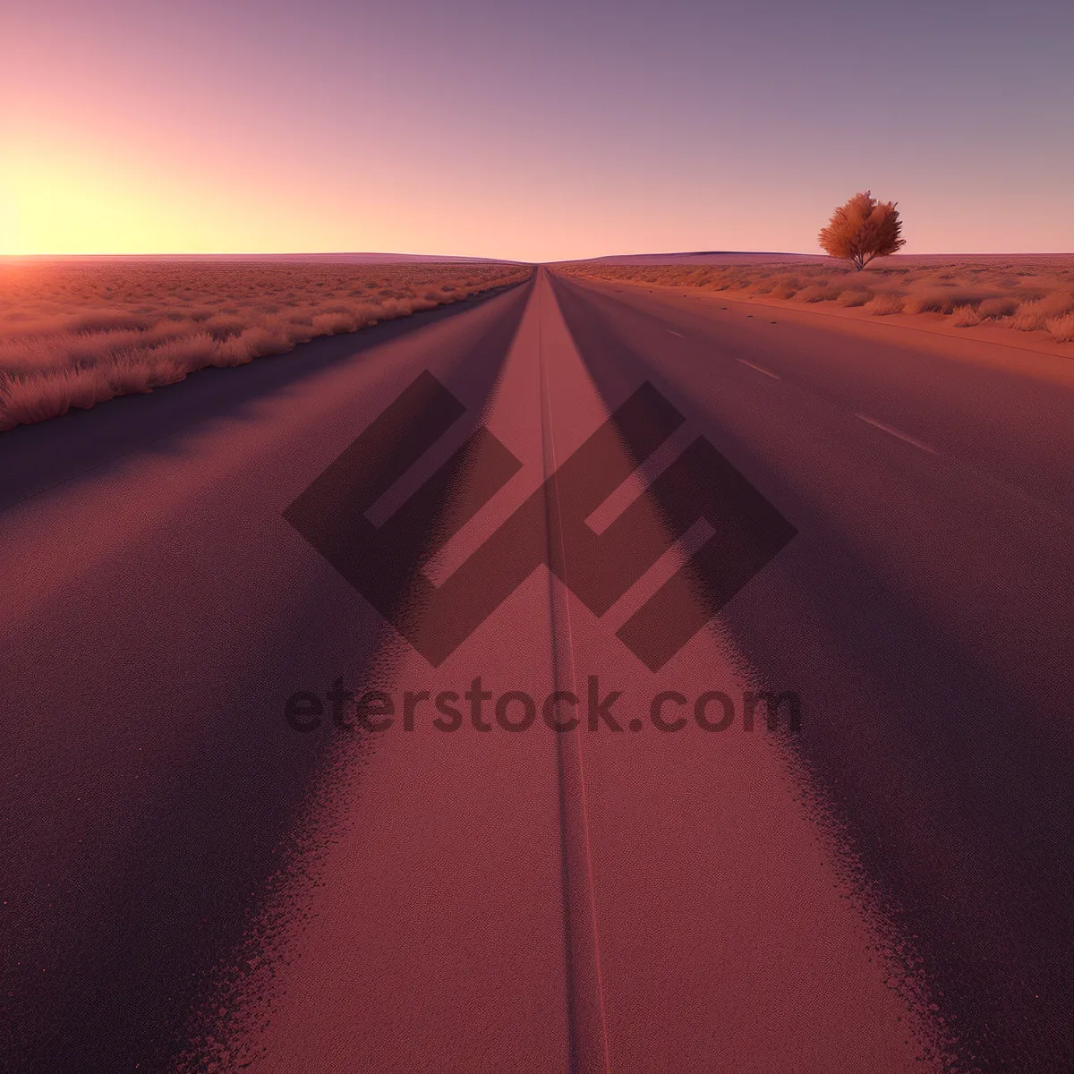 Picture of Desert Highway Bliss: Sunlit Drive Through Vast Landscape
