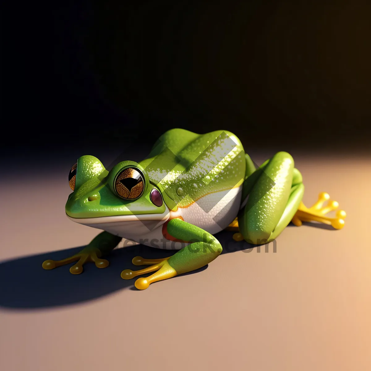 Picture of Bulging-eyed Tree Frog Posing in Wildlife Environment