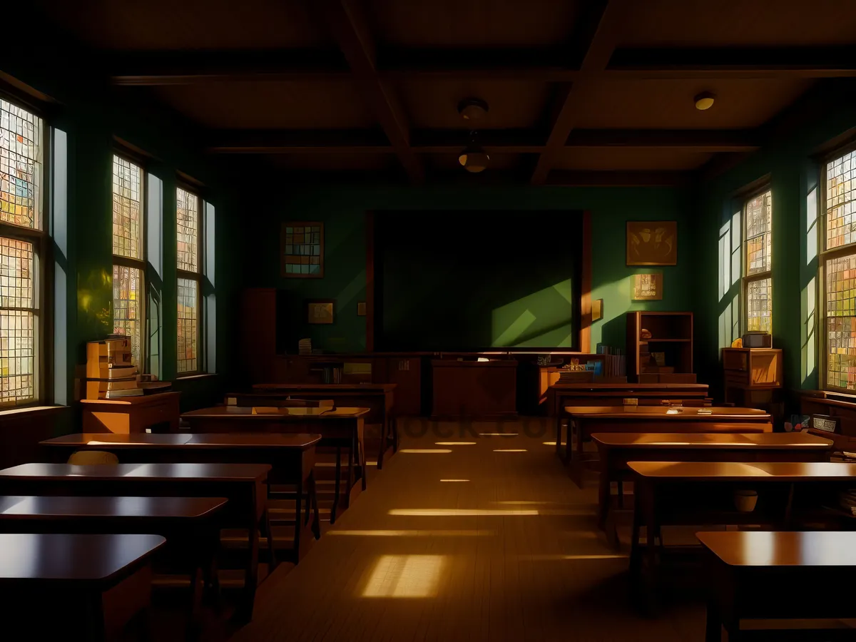 Picture of Contemporary dining interior with stylish chairs and lamp