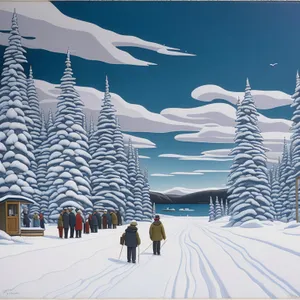 Snowy Alps Winter Landscape Ski Resort.
