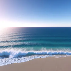 Tranquil Seascape: Sun-kissed Beach and Turquoise Waves