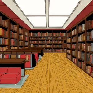 Interior library school learning bookshelf structure