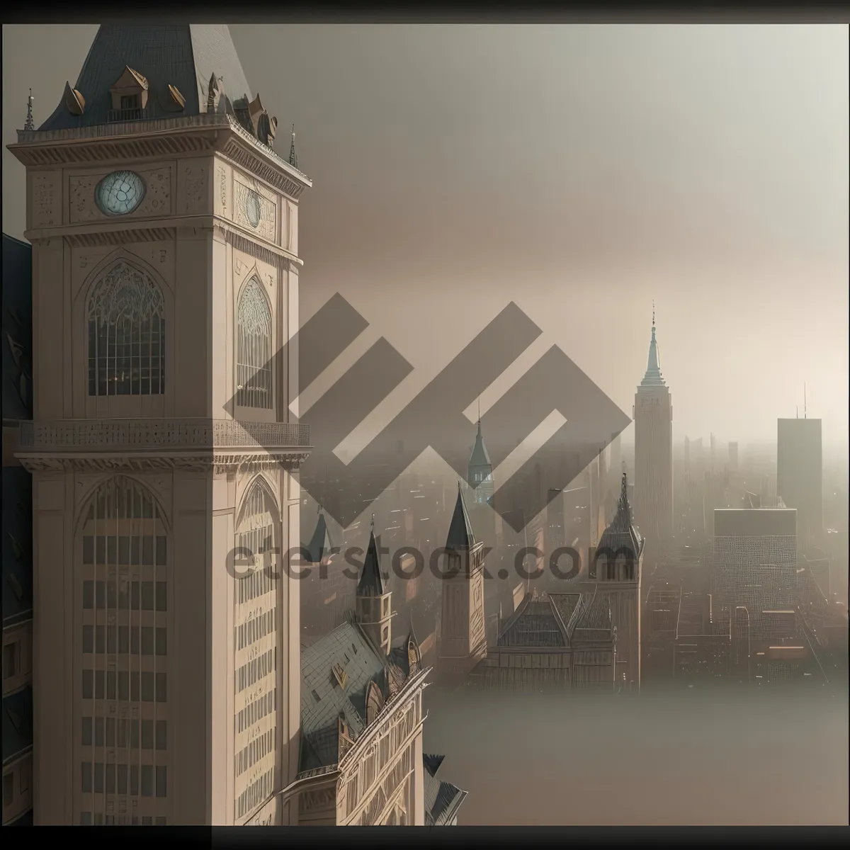 Picture of Iconic London Skyline at Night with Clock Tower