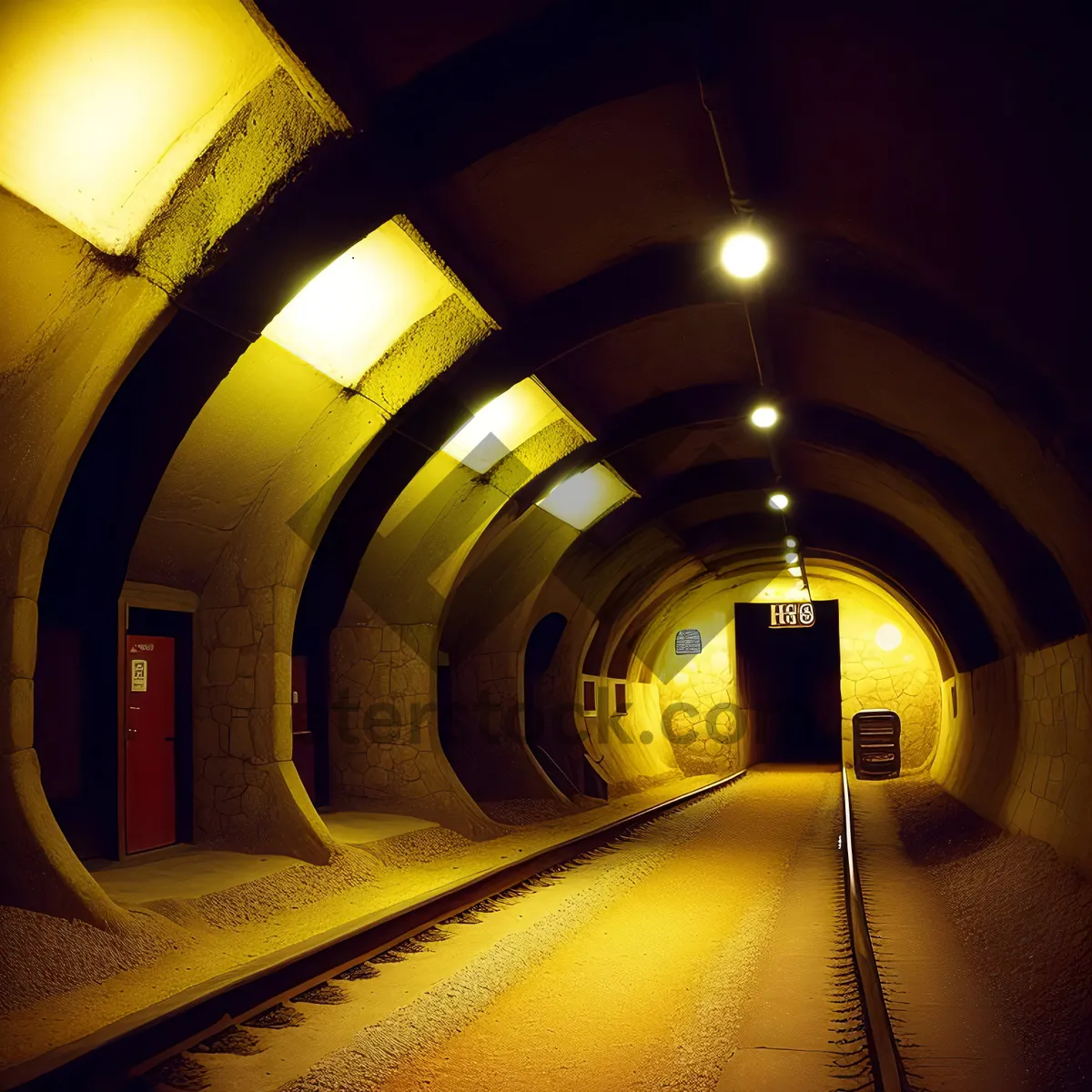 Picture of Urban Underground Gateway: Illuminated Passageway through City Station