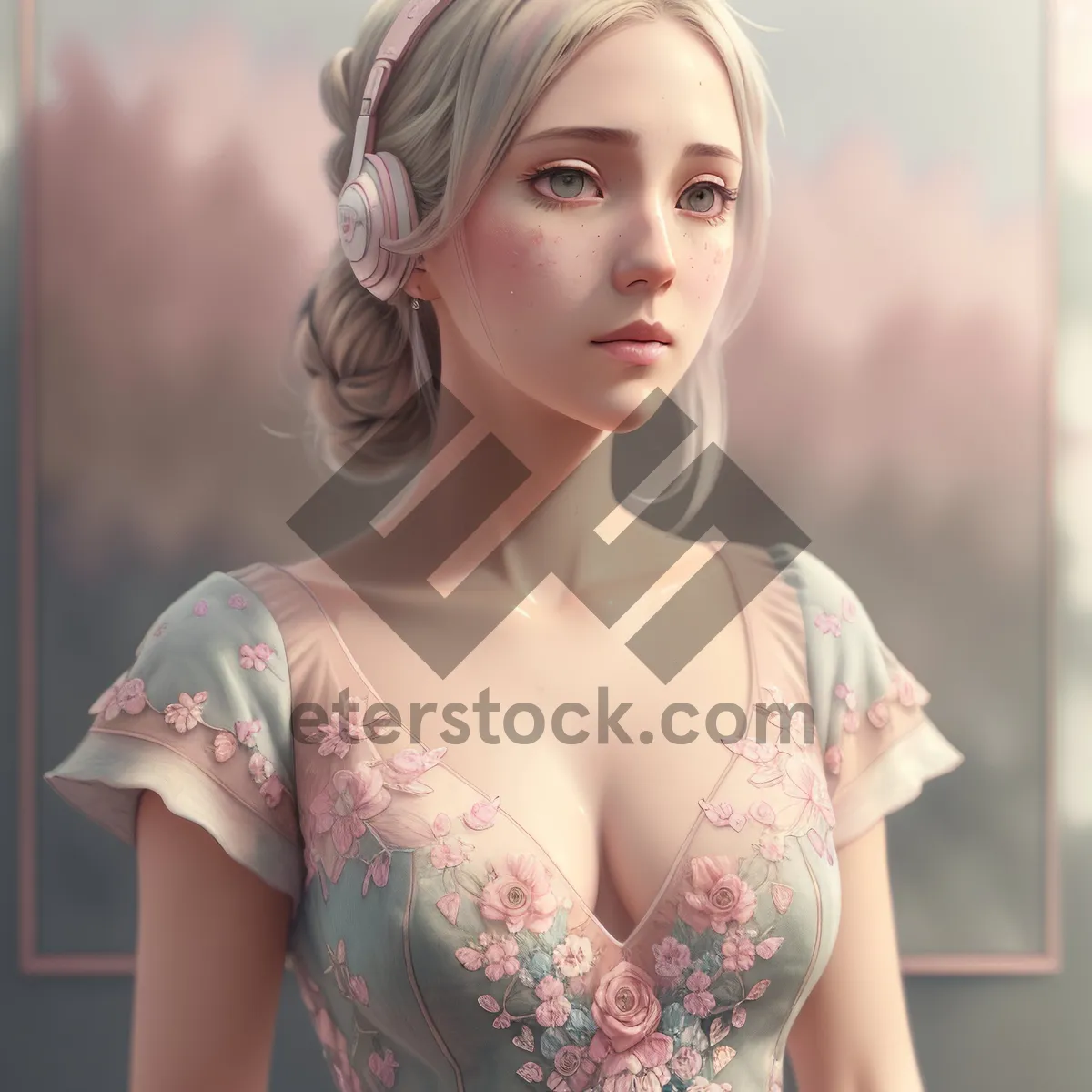 Picture of Sensual Blonde Princess in Gorgeous Fashion Dress.