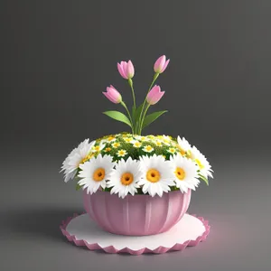 Spring Blossom: Pink Daisy Petals in Floral Frame