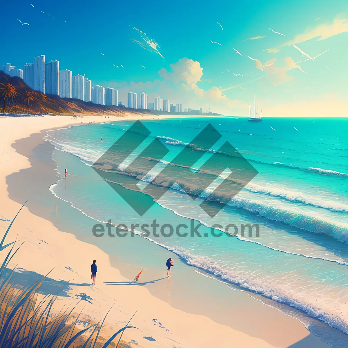 Picture of Sun-kissed Coastal Paradise: Serene Beachscape with Clear Blue Waters