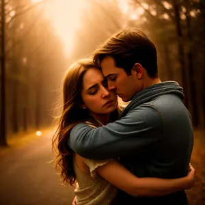 Smiling Couple Embracing in Romantic Bliss