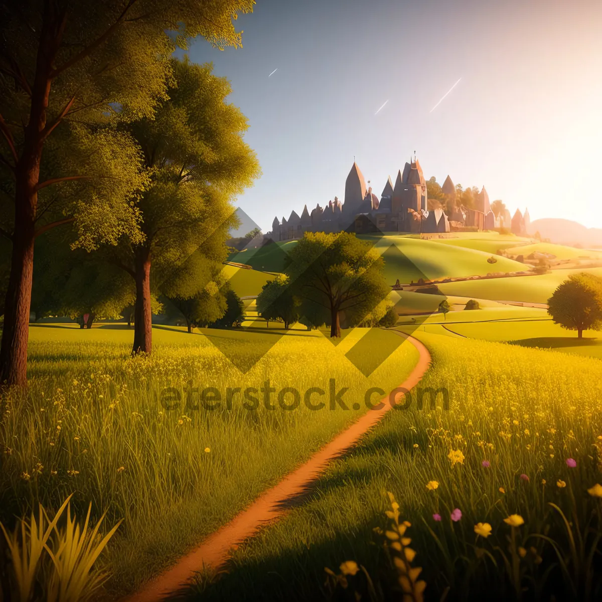 Picture of Golden Rapeseed Field under Sunny Sky