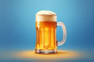 Golden beer in glass mug at party