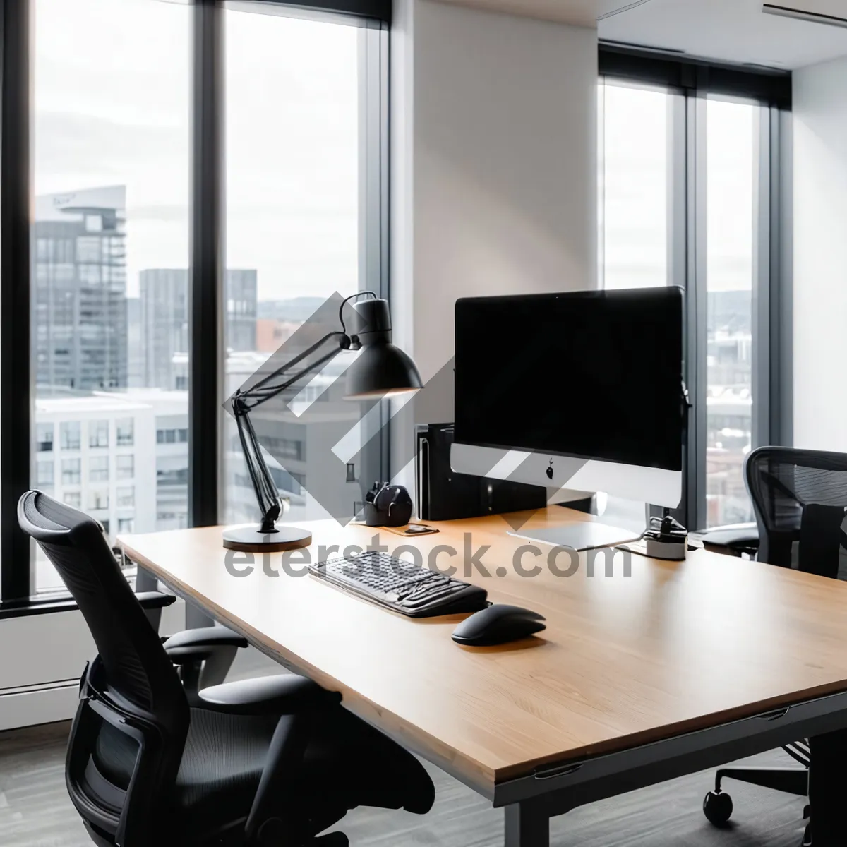 Picture of Modern home office setup with computer and desk