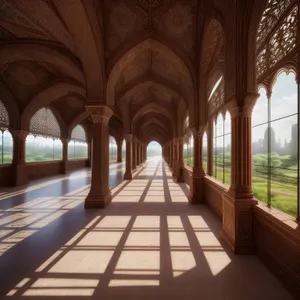 Historic Cathedral Interior with Stone Arches