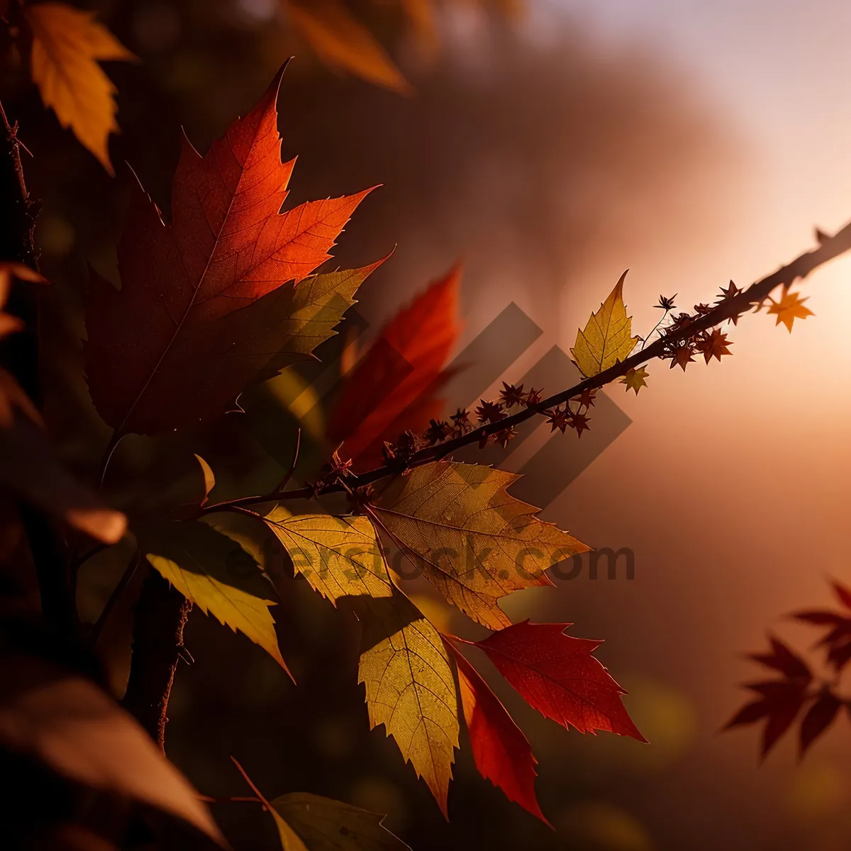 Picture of Autumn Maple Tree with Vibrant Orange Leaves