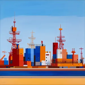 Container Ship at Industrial Port