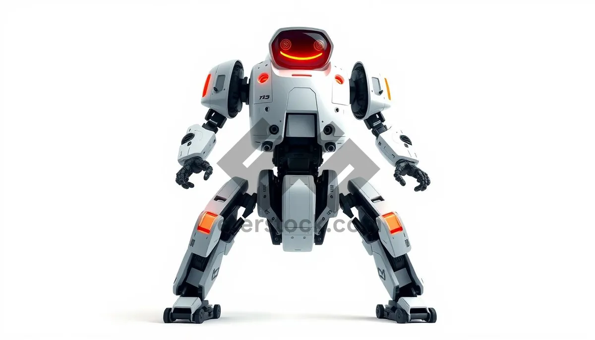 Picture of Modern cute cartoon robot character in futuristic 3D render.