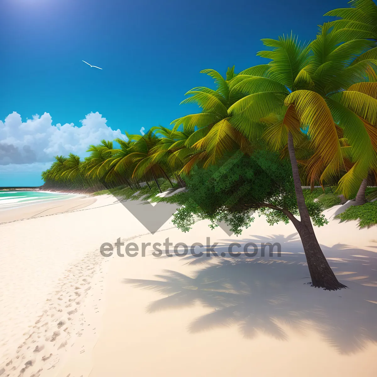 Picture of Tropical Paradise: Coconut Palm on Sandy Beach