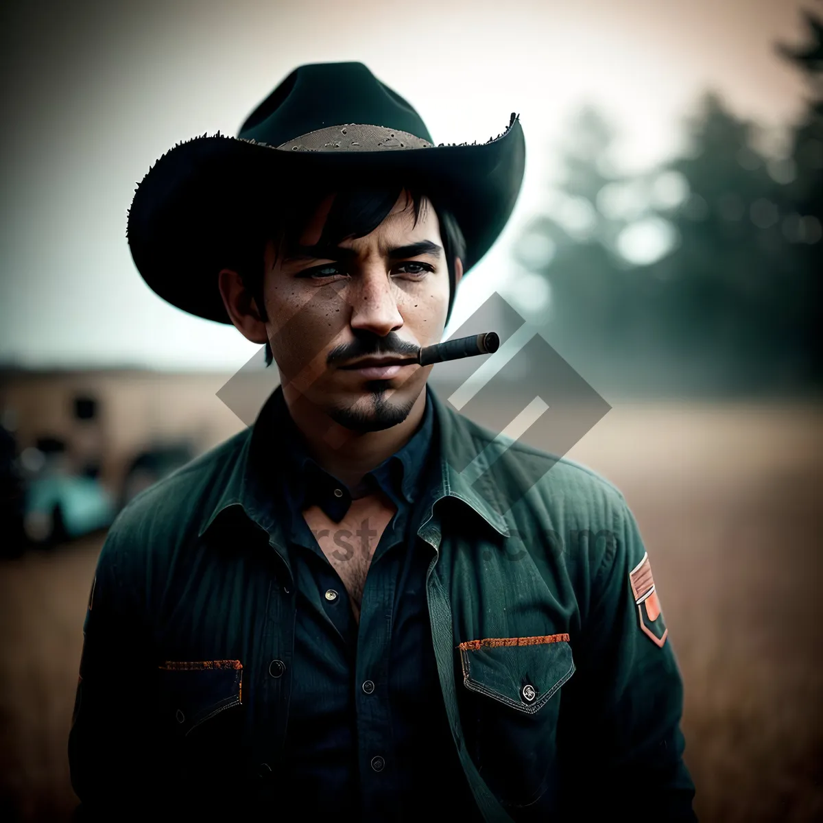 Picture of Smiling Cowboy: Happy man in a stylish hat