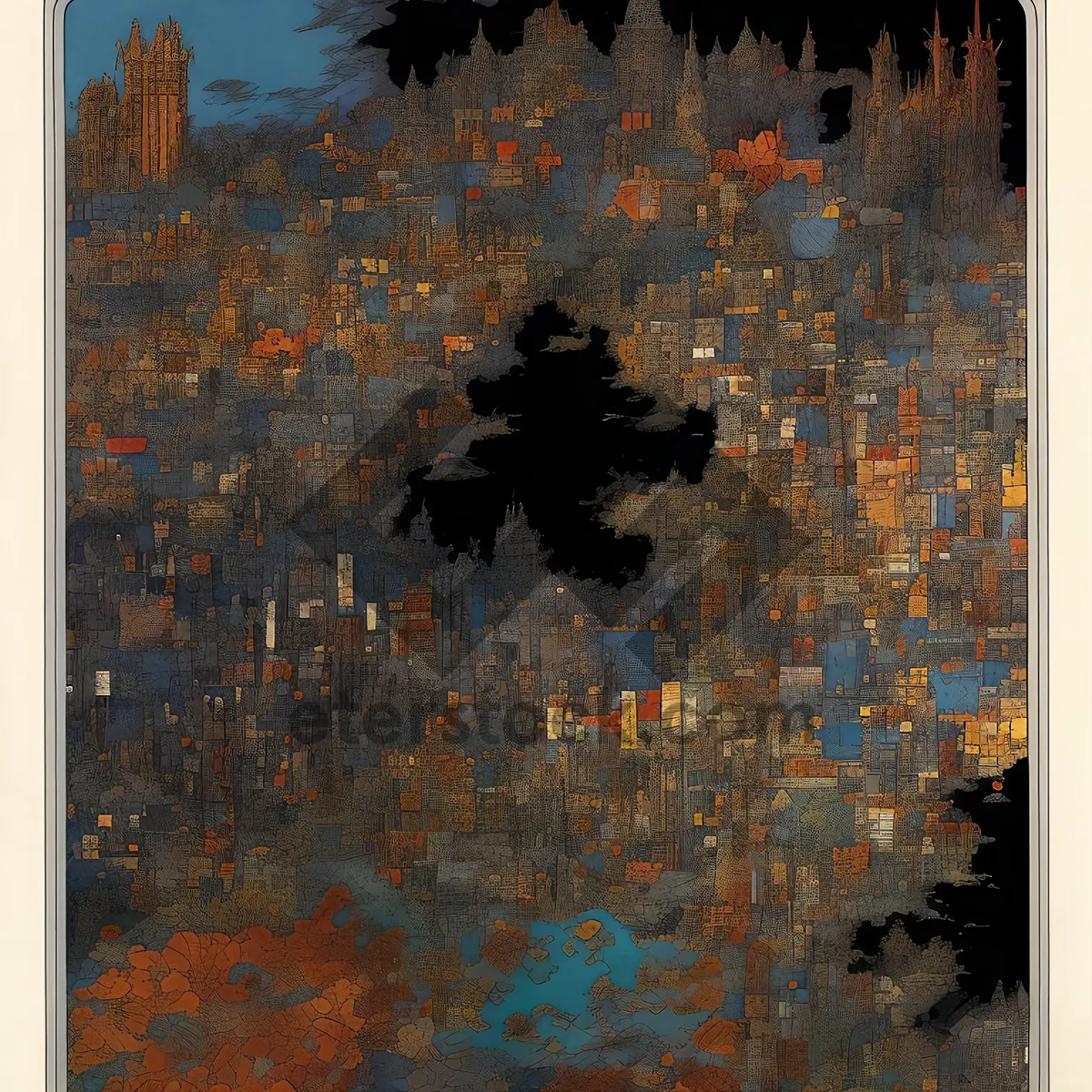 Picture of Vintage Rusty Wall Mosaic Texture Art.