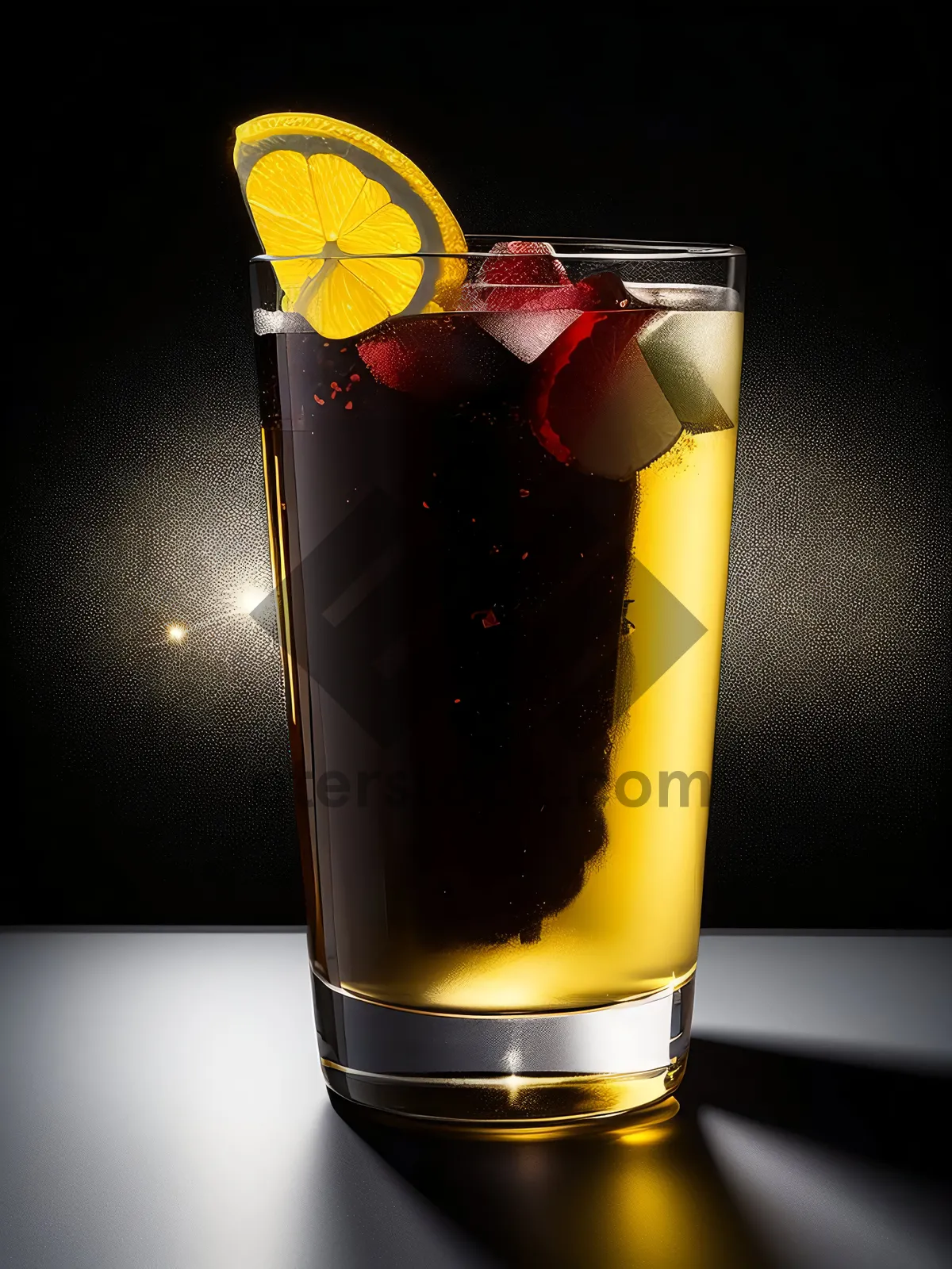 Picture of Golden Refreshment: Sparkling Vodka Cocktail in a Yellow Glass