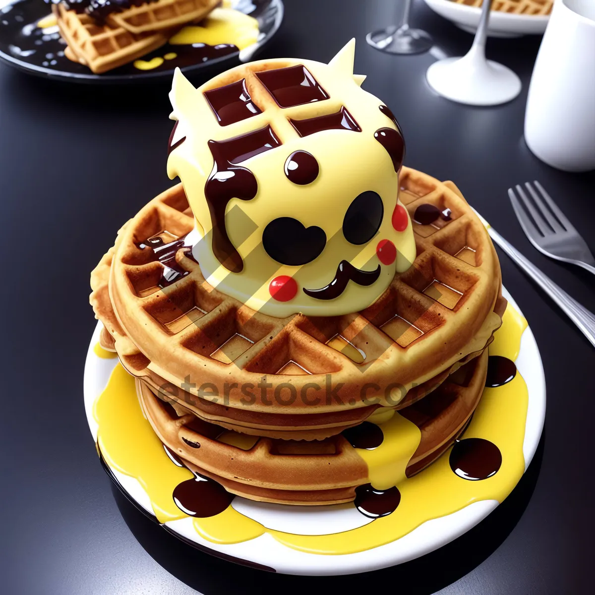 Picture of Breakfast Cake and Coffee on Plate