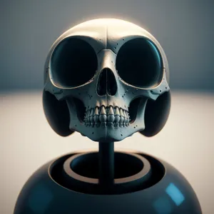 Horror Cartoon Skull with Binoculars and Mask