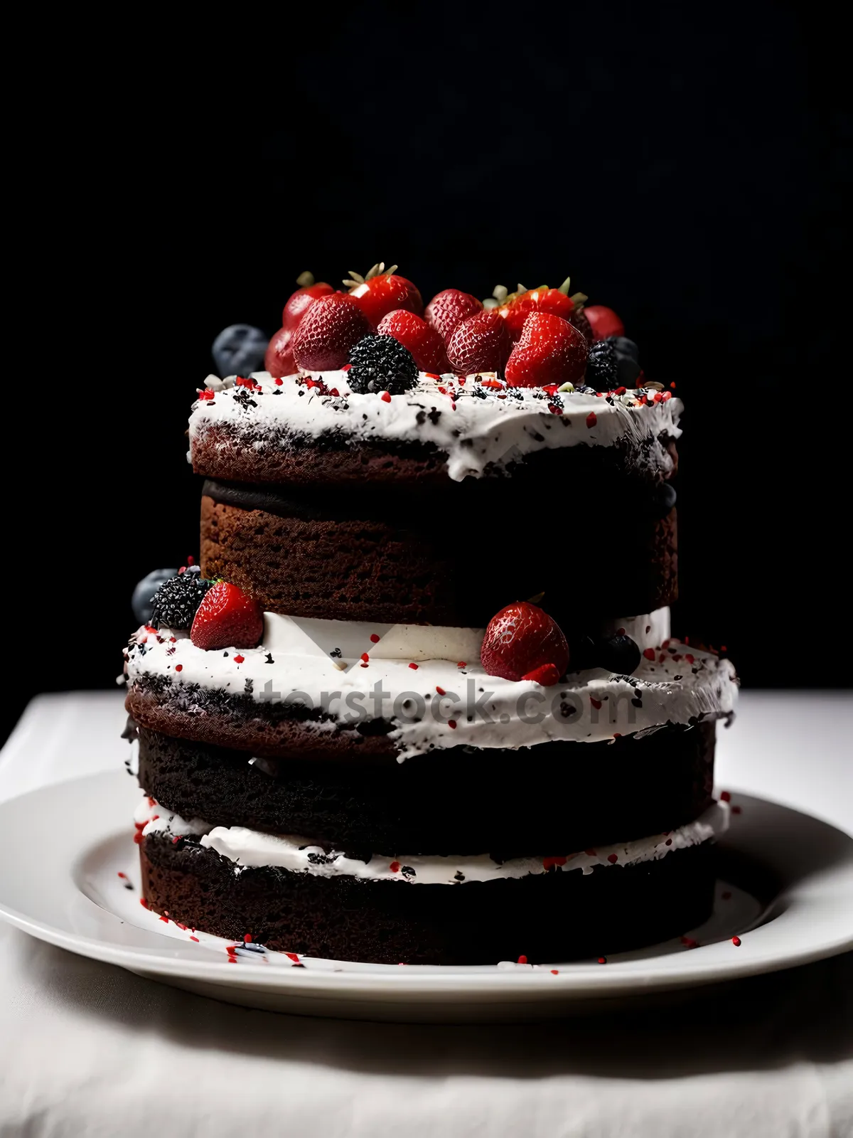 Picture of Delicious Berry Cream Cake with Polka Dot Decoration