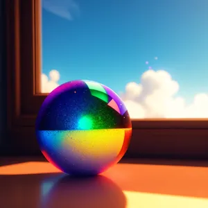 Colorful Glass Sphere Icon: Shiny Round Graphic with Reflection