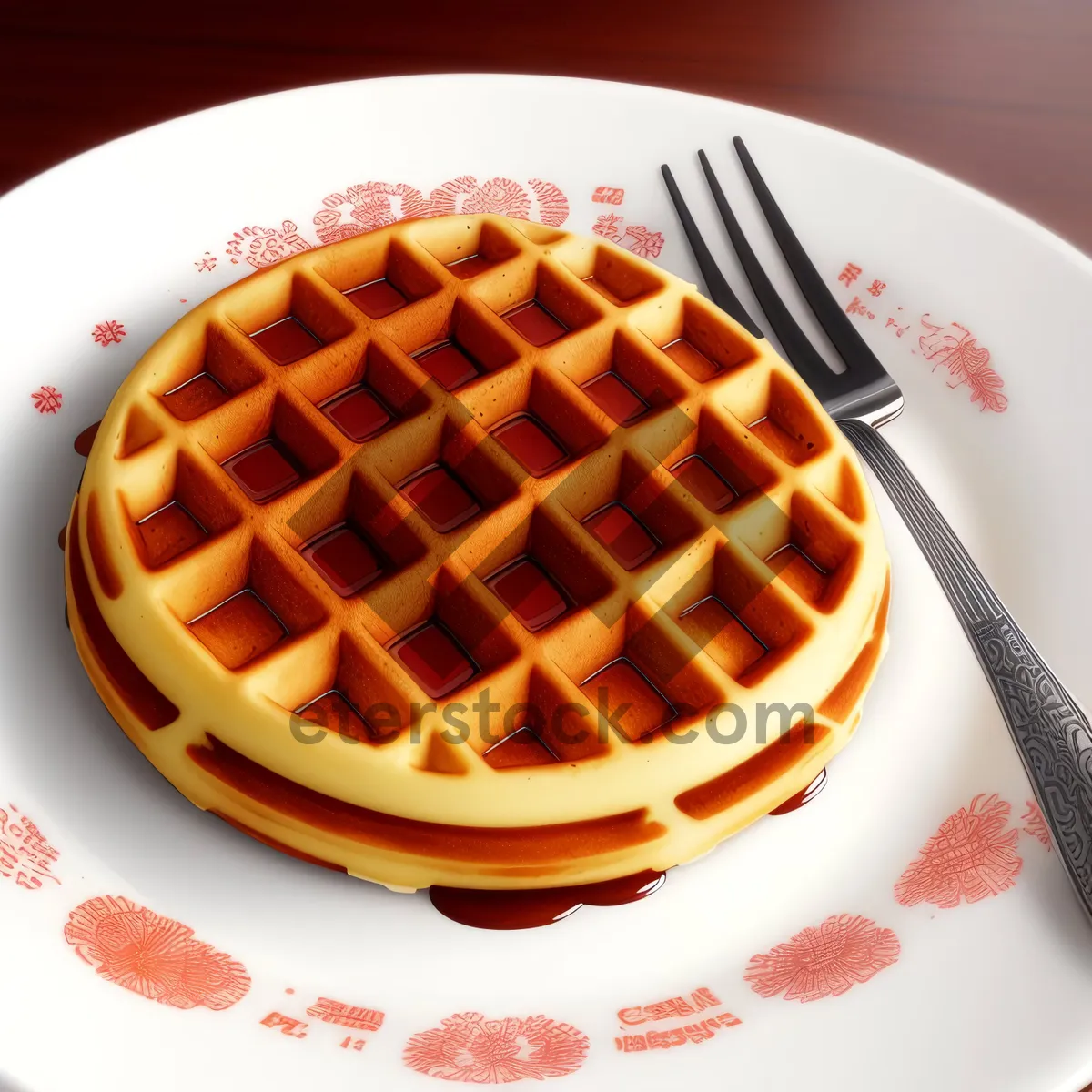 Picture of Delicious Breakfast Plate with Sweet and Healthy Waffle