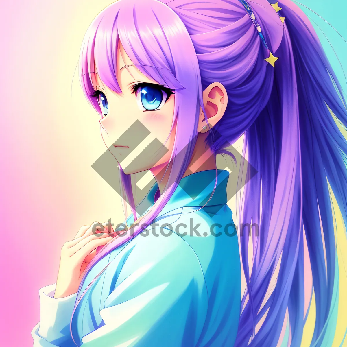 Picture of Cartoon person with cute hair art.