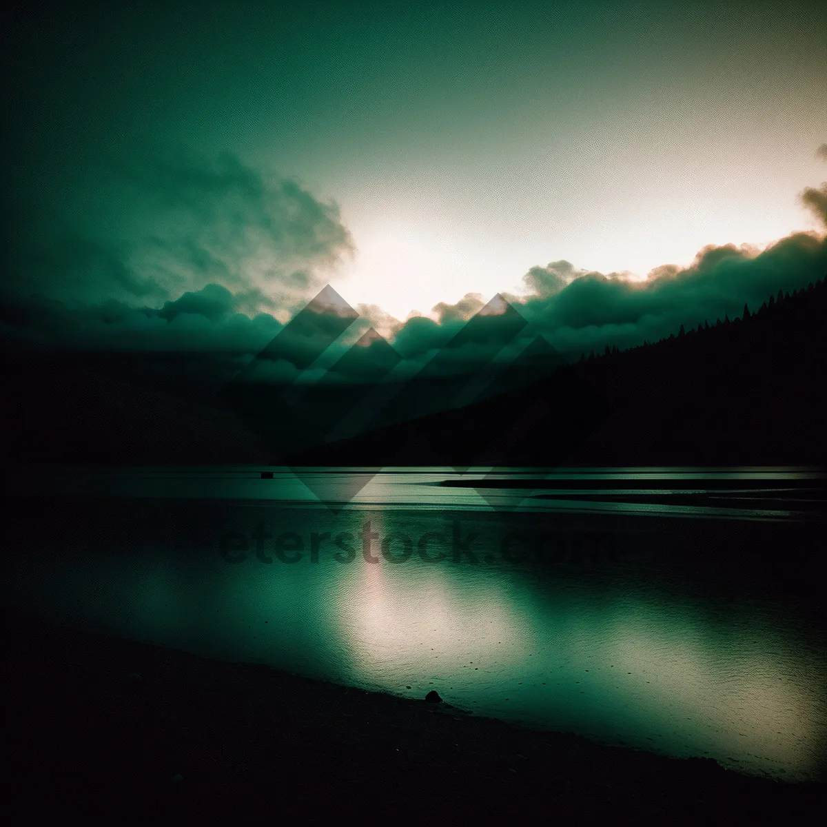 Picture of Serenity by the Sea: Golden Horizon over Reflective Waters