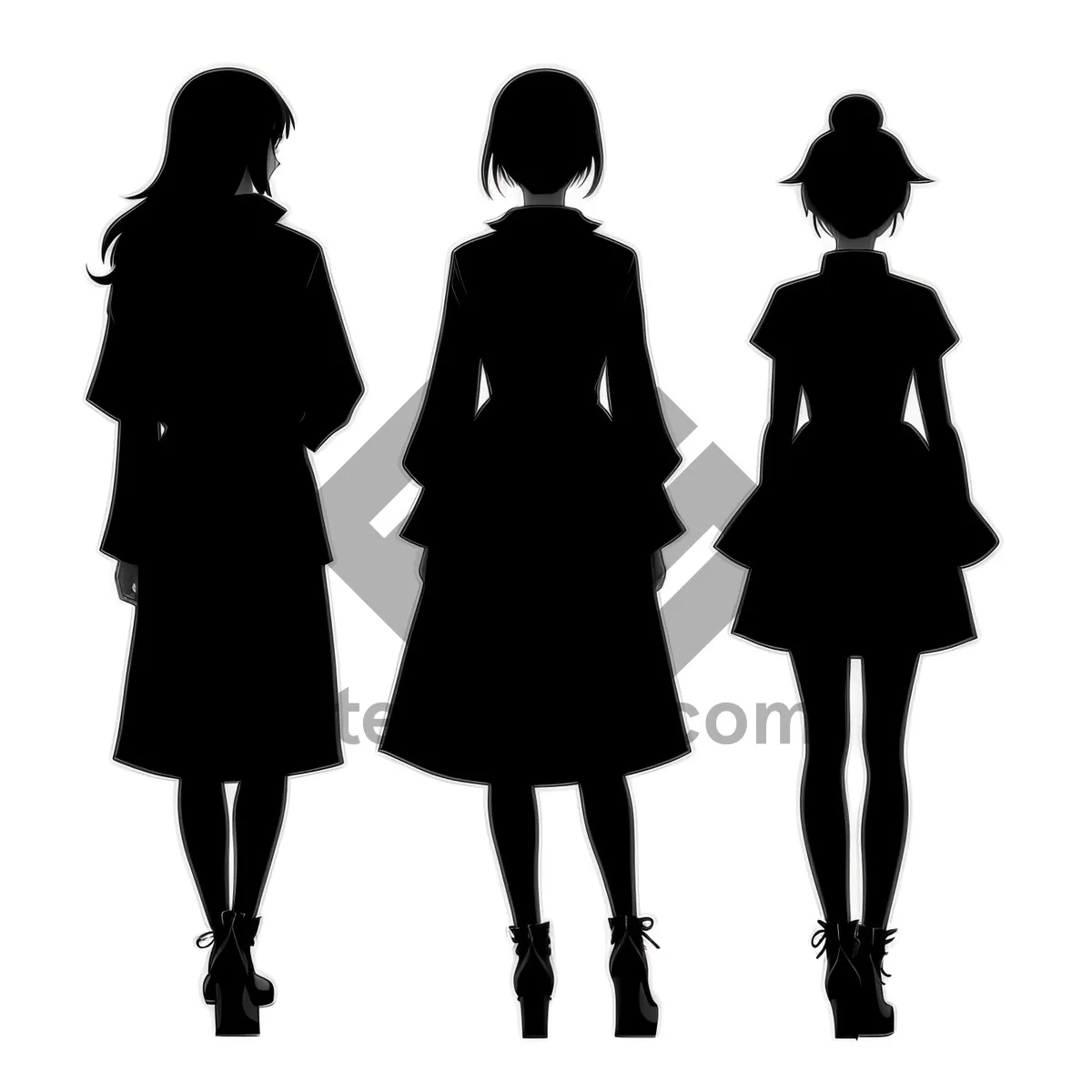 Picture of Group of Silhouetted Men, Women, and Boy