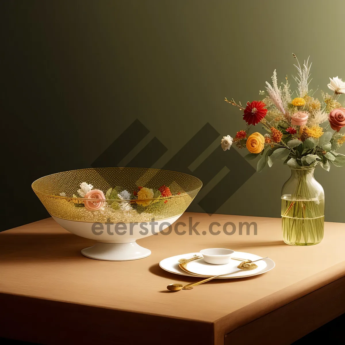 Picture of Exquisite Dinner Table Set with Floral China