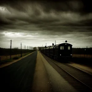 Scenic Skyline with Train on Bridge