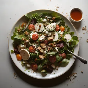 Fresh Vegetable Salad Plate with Gourmet Meat