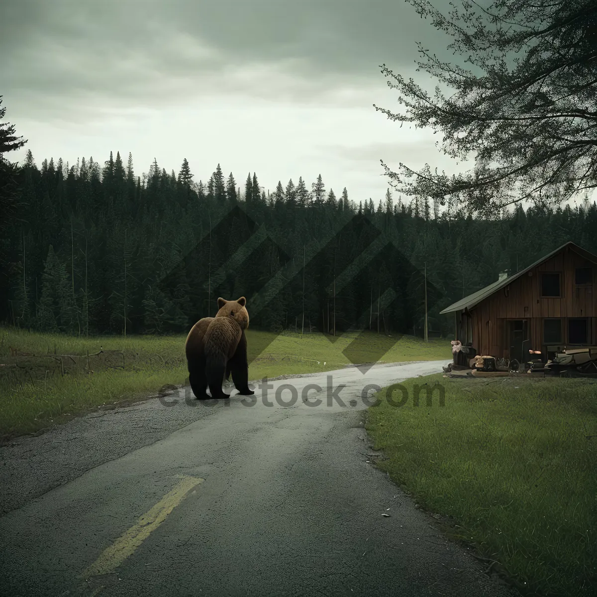 Picture of Bison grazing in scenic rural field