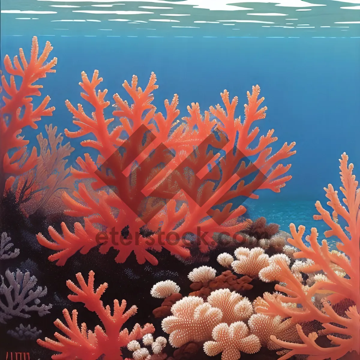 Picture of Tropical coral reef with colorful fish and feather star.