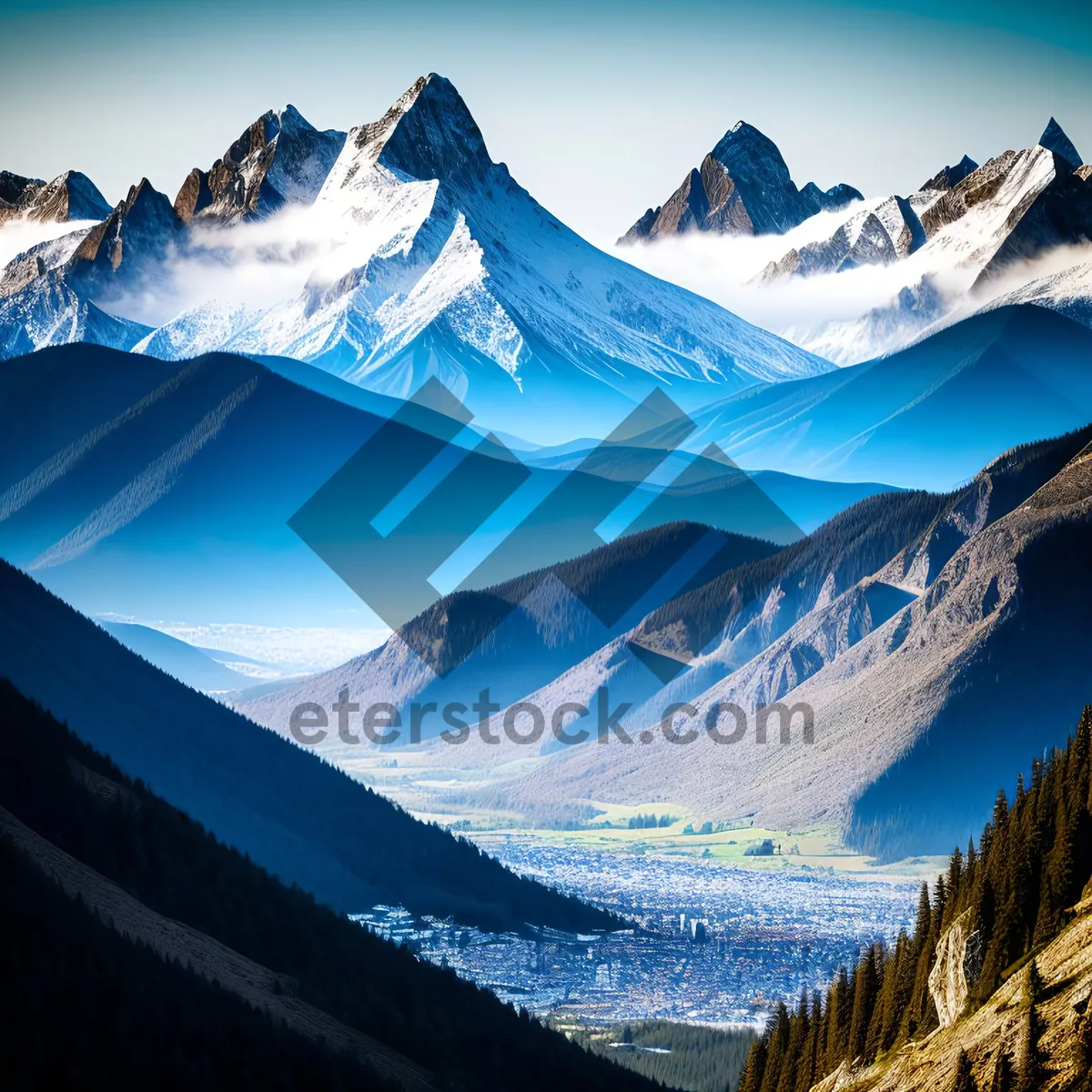 Picture of Majestic Winter Wonderland: Glacier-framed Mountain Range Reflections