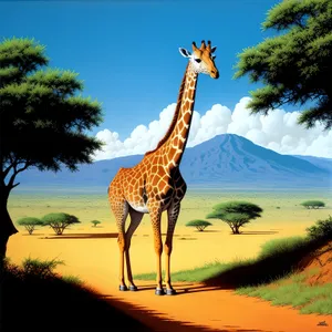Tall Giraffe Standing in the Wildlife Park