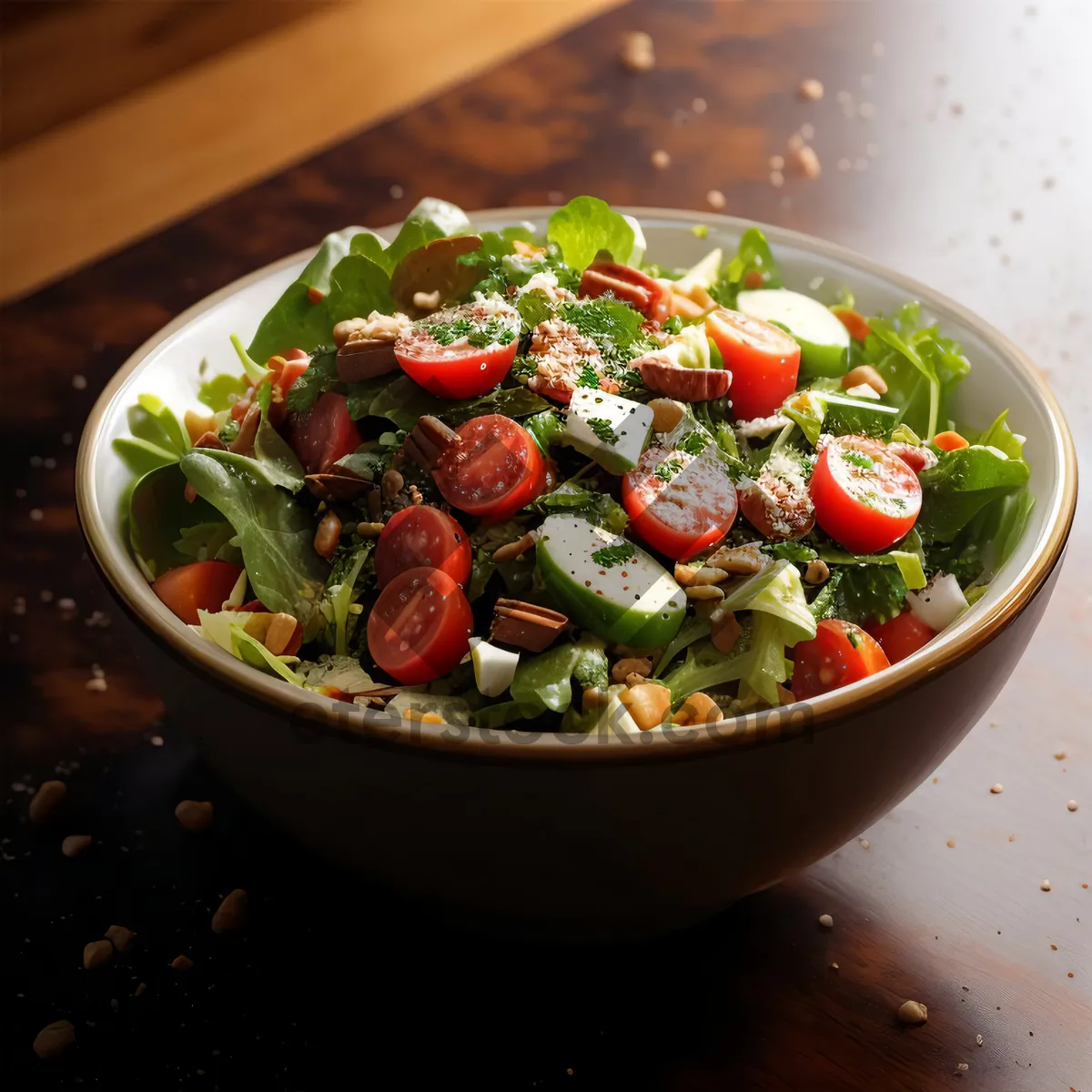 Picture of Gourmet fresh vegetables and delicious salad on plate