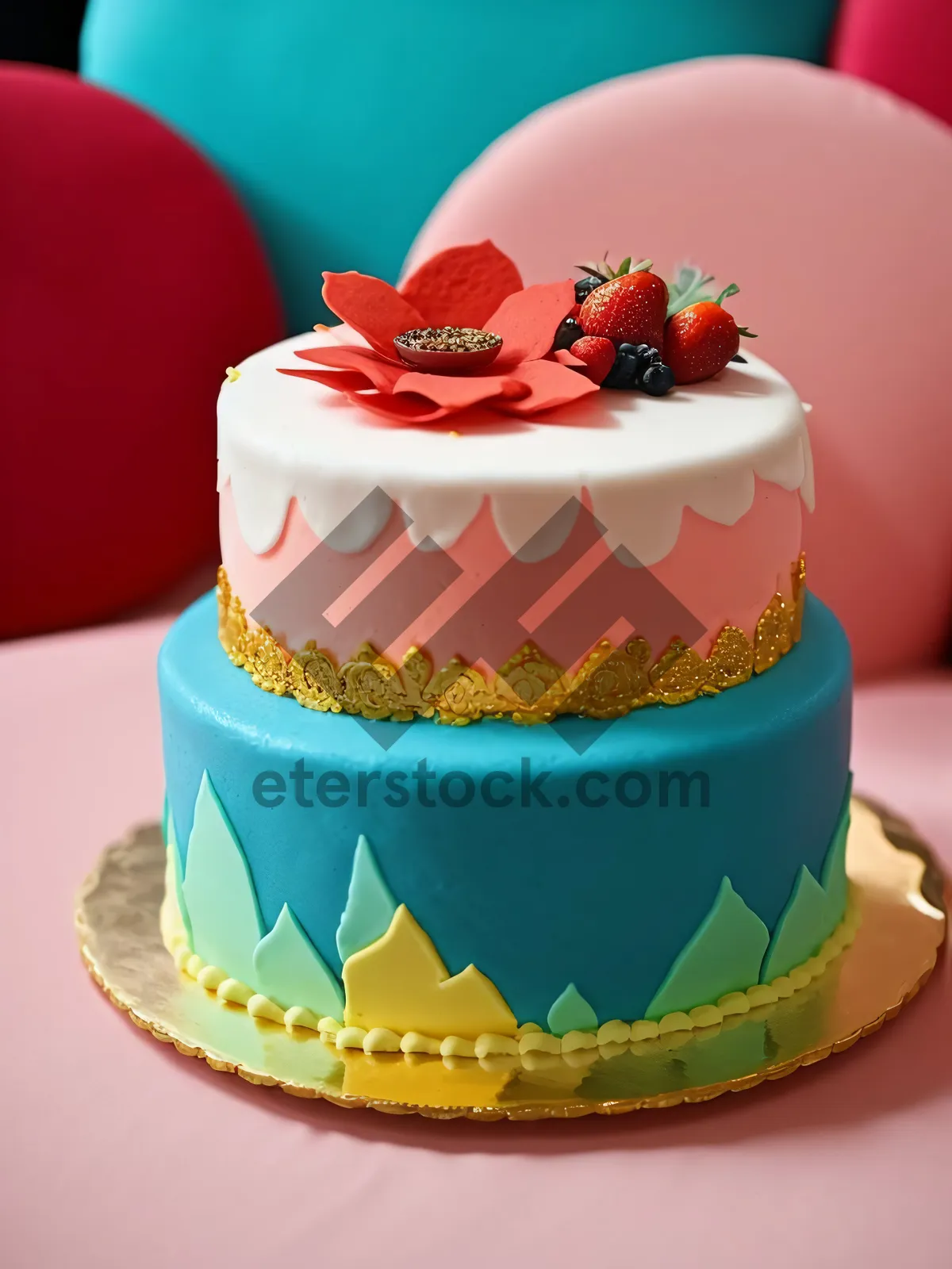 Picture of Delicious Strawberry Cupcake with Berry Design