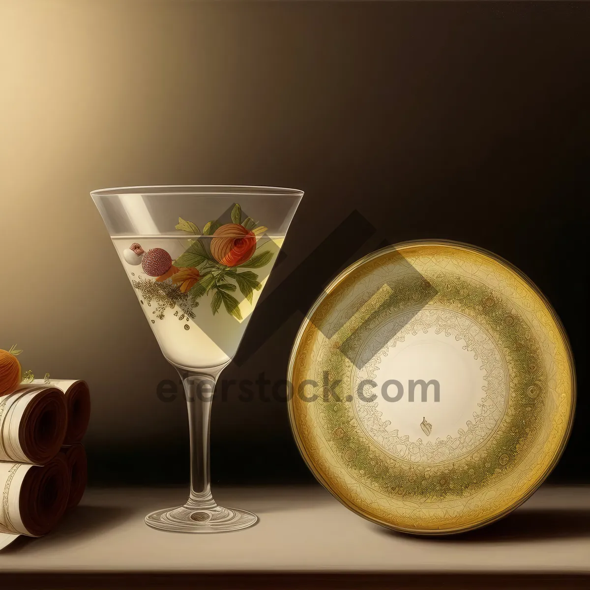 Picture of Refreshing Martini Beverage in Crystal Wineglass